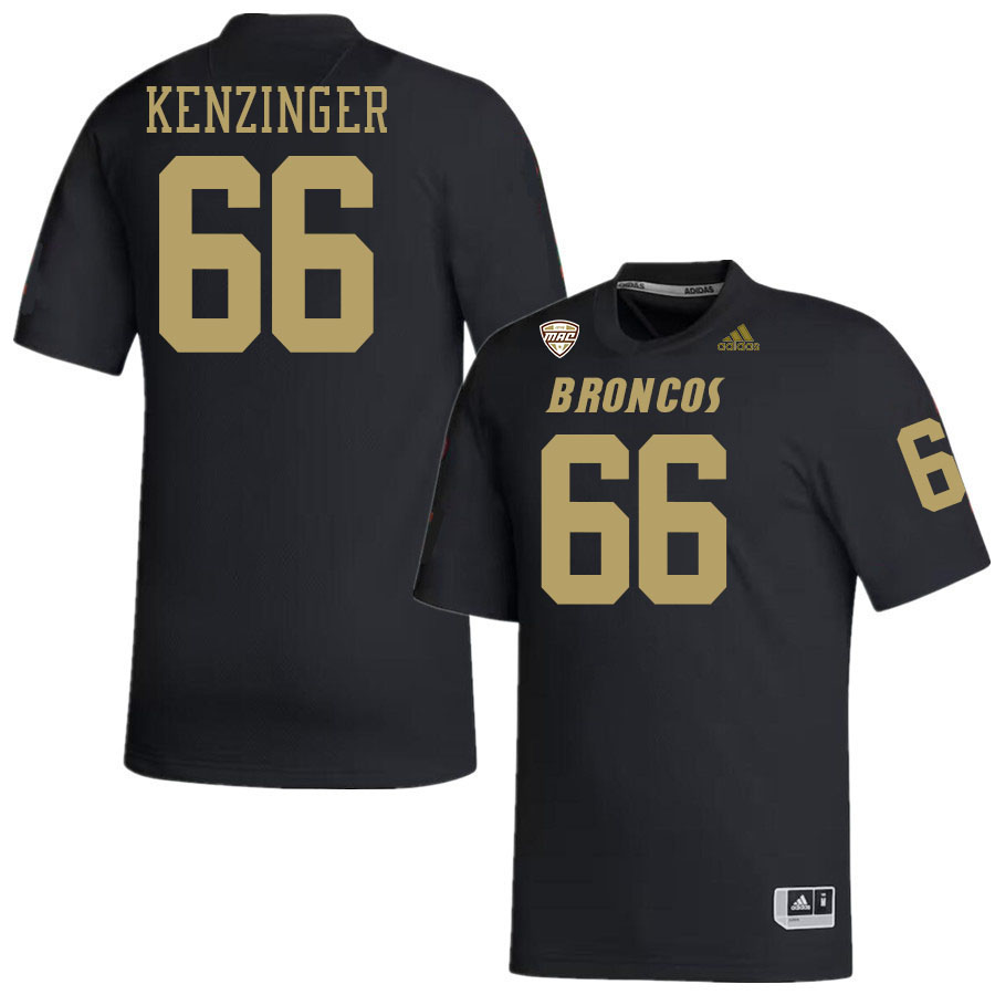 #66 Conor Kenzinger Western Michigan Broncos College Football Jerseys Stitched-Black